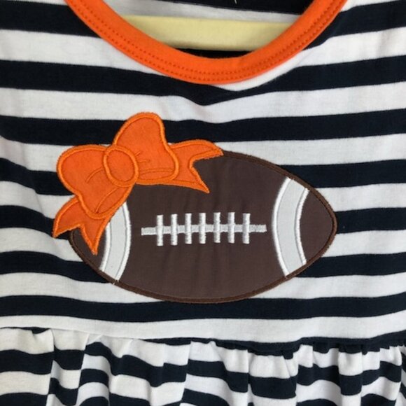 Blue and Orange Football Embroidered Gameday Dress 2T - Picture 4 of 5